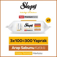 Sleepy Easy Clean Premium Arap Sabunu Katkılı Yüzey Temizlik Havlusu Mendili 3x100 (300 Yaprak)