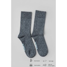 Allunique Erkek Antrasit Doğal Merino Yün Ince Dikişsiz Soket Çorap
