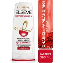 L'Oréal Paris Elseve 390 ml Komple Onarıcı 5 Yapılandırıcı Bakım Kremi %10 Keratin ile Yıpranmış Saçlar İçin