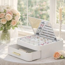 Eco Lounge Aynalı Takı Organizeri ve Mücevher Kutusu - Çekmeceli Dekoratif Küpe Yüzük Kolye Düzenleyici