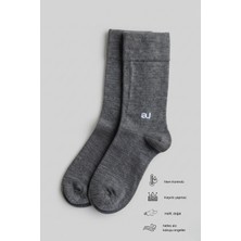 Allunique Erkek Antrasit Doğal Merino Yünlü İnce Dikişsiz Soket Çorap