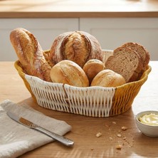 Marsilyan Buffer® Oval Çift Renkli Plastik Rattan Ekmek ve Meyve Sepeti - Çok Amaçlı Banyo ve Mutfak Düz