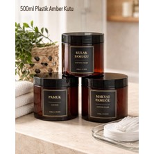 AY&ÇA Home Kulak Pamuğu - Makyaj Pamuğu - Pamuk Etiketli Gold Premium Plastik Amber Kavanoz Banyo Düzenleyici