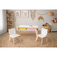 Asrimo Yaz Sil Yüzeyli Kontraplak Çok Fonksiyonlu Katlanır Çocuk Aktivite Masa Sandalye Takımı