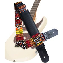 Medusa deri uçlu omuz yastıklı elektro, bass, akustik, klasik gitar ve ukulele askısı, pena kılıfı ve pena - Brownie Sr model