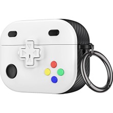 Caseonn Apple Airpods Pro 3 Kılıf Gamepad Tasarımı Kilitli Kapak Beyaz