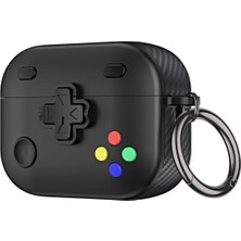 Caseonn Apple Airpods Pro 3 Kılıf Gamepad Tasarımı Kilitli Kapak Siyah
