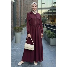 inStyle Cep Kapak Detaylı Fermuarlı Bordo Modal Takım