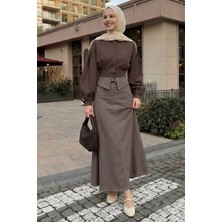 inStyle Kemerli Bel Detay Vizon Etek