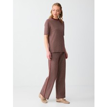 Jimmy Key Bordo Kazayağı Desenli Normal Bel Normal Paça Örme Pantolon