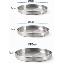 Net Çelik 304 Kalite Paslanmaz Çelik 3'lü Fırın Tepsisi ( 30,40,50 cm )