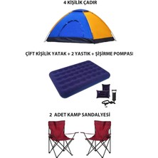 Onetick 4 Kişilik Lüks Kamp Seti Çadır 2 Sandalye Yatak ve Yastık