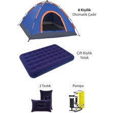 Onetick 8 Kişilik Otomatik Kolay Kurulum Kamp Çadırı Çift Kişilik Yatak Seti