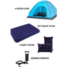 Onetick 6 Kişilik Kamp Çadırı Çift Kişilik Yatak ve Yastık Kamp Seti