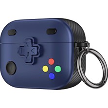 Caseonn Apple Airpods Pro 3 Kılıf Gamepad Tasarımı Kilitli Kapak Lacivert