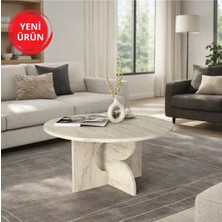 Dekorister Mara Orta Sehpa Traverten Desenli, Modern Salon ve Oturma Odası Sehpası