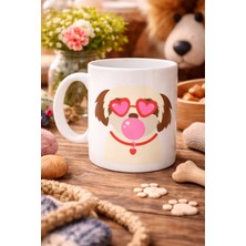 Youday Accessories Kalpli Gözlüklü Shih Tzu Tasarımlı Porselen Kupa Model 53 – Sevimli Köpek Figürlü Kahve &amp; Çay Kupası