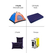 Onetick 3 Kişilik Otomatik Çadır Seti Yatak Yastık ve Pompa ile Konforlu Kamp Deneyimi