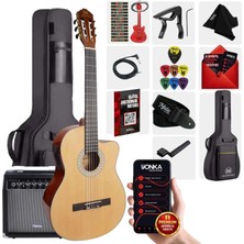 Maxword X47-EQ-AMP Profesyonel Masif Ağaç Amfili Elektro Klasik Gitar Seti Üst Segment