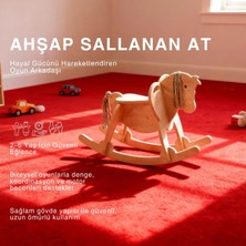 Asrimo Mobilya Ahşap Sallanan At Deri Oturaklı Eğitici Oyuncak +3 Yaş İçin Güvenli Tasarım