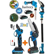 Sturdy 21 V 2,3 Metre Teleskopik Uzatma Akülü Bağ Dal Budama Testeresi ve Dal Kesme Makası Makinesi
