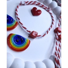 Mg-Storyy With Love - Marteniçka Ip Dilek Bilekliği / Bodrum  Kırmızı Cam Boncuk / Kartı ve Jelatinli / 5 Adet Gönderilmektedir.