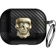 Caseonn Apple Airpods Pro 3 Kılıf Güvenli Kilitli Kuru Kafa Karbon Gold