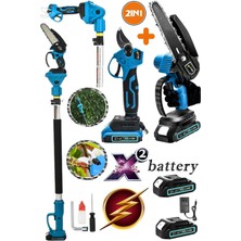 Sturdy 21 V 2 Metre Teleskopik Uzatma Akülü Dal Budama Testeresi ve Dal Kesme Makası Makinesi