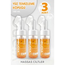 Vione Yüz Temizleme Köpüğü Hassas Ciltler Için Aydınlatıcı Besleyici Özel Masaj Başlıklı Fırça 150 ml 3 Adet