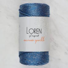 Marsilyan Loren Macrame Sparkle Simli Mavi El Örgü Ipi - Rm