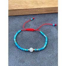 Aida Jewelss 14 Ayar Çift Altın Dorikalı Doğal Firuze Taşlı Gerçek Incili Zarif Altın Bileklik