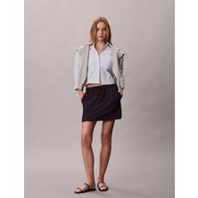 Calvin Klein Ipliği Boyalı Pamuklu Poplin Kısa Kesim Kadın Mavi Gömlek LV047F105G-C1O