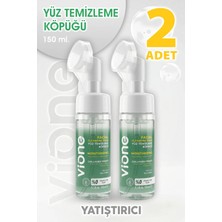 Vione Yüz Temizleme Köpüğü Kuru Ciltler Için Yatıştırıcı Nemlendirici Özel Masaj Başlıklı Fırça 150ML 2 Adet
