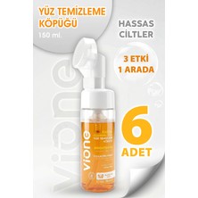 Vione Yüz Temizleme Köpüğü Hassas Ciltler Için Aydınlatıcı Besleyici Özel Masaj Başlıklı Fırça 150 ml 6 Adet
