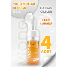 Vione Yüz Temizleme Köpüğü Hassas Ciltler Için Aydınlatıcı Besleyici Özel Masaj Başlıklı Fırça 150 ml 4 Adet