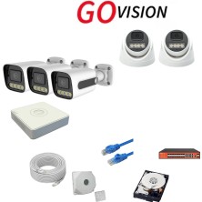 Go Vision 5'li 5mp 4K Ultra Hd Ip Güvenlik Kamera Seti (Gece Görüşlü, Dış Mekan Uyumlu)