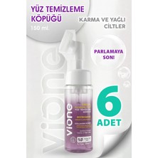 Vione Yüz Temizleme Köpüğü Karma ve Yağlı Ciltler Için Arındırıcı & Canlandırıcı Özel Masaj Başlıklı Fırça 150ML 6 Adet