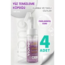 Vione Yüz Temizleme Köpüğü Karma ve Yağlı Ciltler Için Arındırıcı & Canlandırıcı Özel Masaj Başlıklı Fırça 150ML 4 Adet
