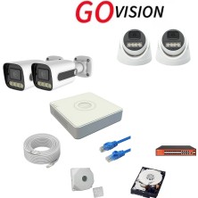 Go Vision 4'lü 4mp 4K Ultra Hd Ip Güvenlik Kamera Seti (Gece Görüşlü, Dış Mekan Uyumlu)