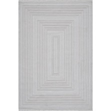 Türkeri Halı Edge Serisi Krem Modern Salon Halısı – Çerçeve Çizgi Desenli Akrilik Halı