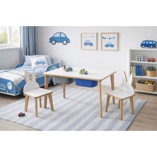 Asrimo Yaz Sil Yüzeyli Çocuk Aktivite Masa Sandalye Takımı - Çift Hazneli Tavşan Sandalye