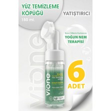 Vione Yüz Temizleme Köpüğü Kuru Ciltler Için Yatıştırıcı Nemlendirici Özel Masaj Başlıklı Fırça 150ML 6 Adet