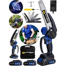 Sturdy Dal Budama 21 Volt Şarjlı El Testeresi Çift Zincir Çift Batarya Yeni Seri Extra Güçlü