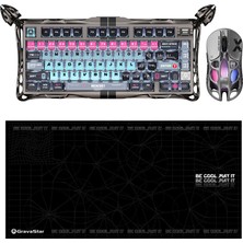Gravastar V75 Pro Manyetik Kablolu Gaming Klavye, Xpro Kablosuz Optik Mouse ve Mousepad Oyuncu Seti, Cyberpunk