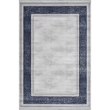 Türkeri Halı Edge Serisi Lacivert Çerçeveli Modern Salon Halısı – Klasik Desenli Akrilik Halı