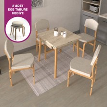 Vilinze Ege Sandalye Avanos Ahşap Mdf Kanatlı Mutfak Masası Takımı - 70X70+70 cm