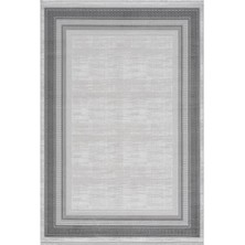 Türkeri Halı Edge Serisi Modern Çerçeve Desenli Akrilik Salon Halısı – Yumuşak Dokulu Dayanıklı Gri Modern Halı