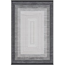 Türkeri Halı Edge Serisi Gri Antrasit Modern Salon Halısı – Çerçeve Desenli Akrilik Halı