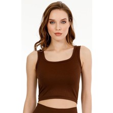 Sensu Kadın Fitilli Kumaş Kalın Askılı Crop Büstiyer - CROP105