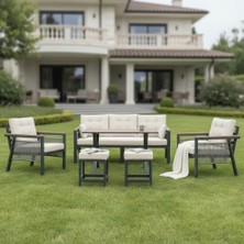 Tu Tienda Alüminyum Alaçatı 3+1+1+MASA(70*120)+2PUF Bahçe Balkon Mutfak Takımı